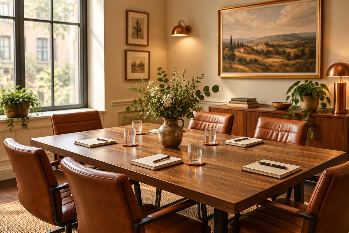 An elegant meeting room set for a small workshop